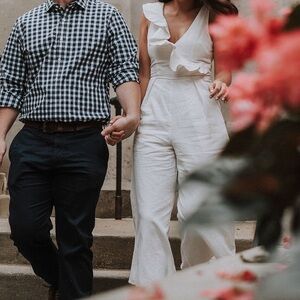 Saints and Secrets Jumpsuit Small White Linen